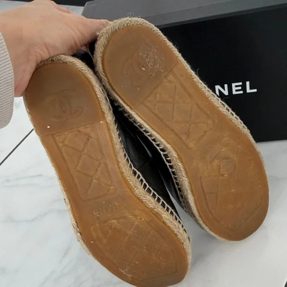 CHANEL Black and Tan Espadrilles - Picture 10 of 11